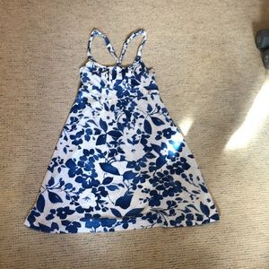 American Eagle flowy blue and white dress